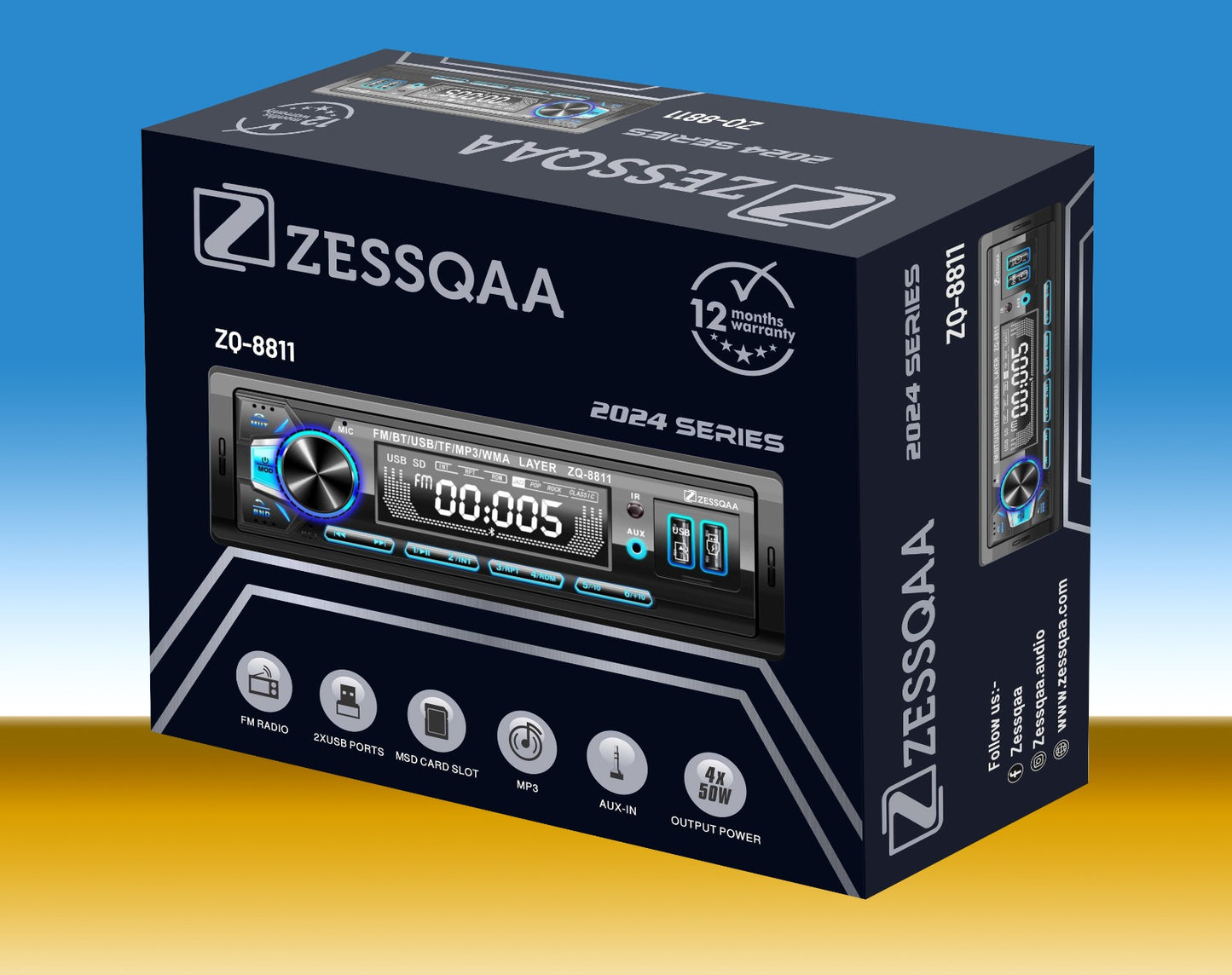 ZQ-8811BT Car Audio FM/Bluetooth/SD Card/AUX Media Player with Dual USB - ZESSQAA
