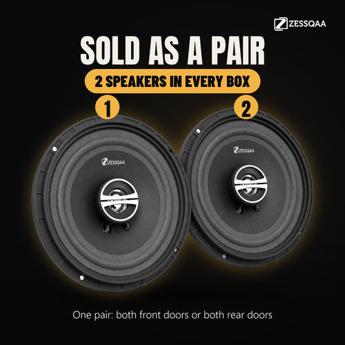 Zessqaa ZQ-650RG 6.5 Inch 3-Way Coaxial Car Speakers, 60W RMS (Pair)