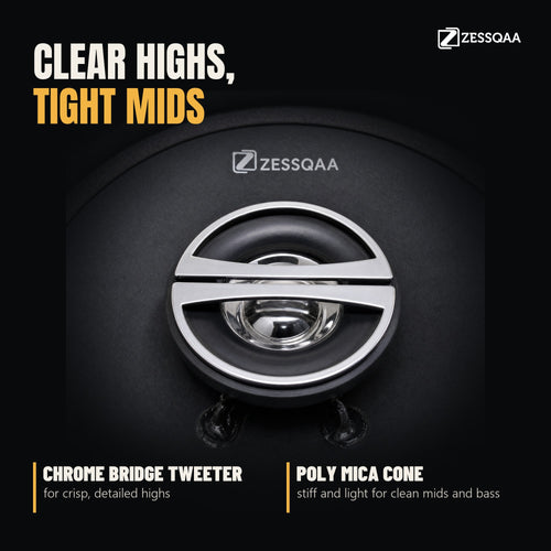 Zessqaa ZQ-650RG 6.5 Inch 3-Way Coaxial Car Speakers, 60W RMS (Pair)