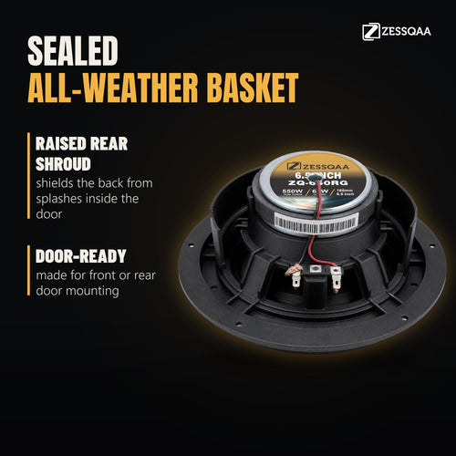 Zessqaa ZQ-650RG 6.5 Inch 3-Way Coaxial Car Speakers, 60W RMS (Pair)