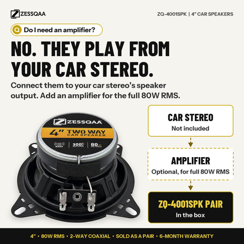 Zessqaa ZQ-4001SPK 4-Inch Car Stereo Speakers