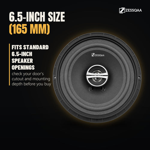 Zessqaa ZQ-650RG 6.5 Inch 3-Way Coaxial Car Speakers, 60W RMS (Pair)