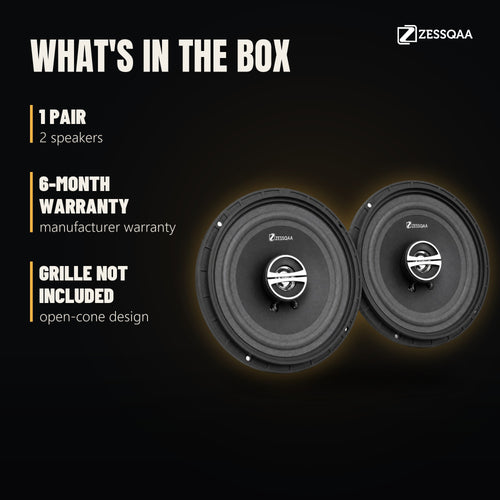 Zessqaa ZQ-650RG 6.5 Inch 3-Way Coaxial Car Speakers, 60W RMS (Pair)
