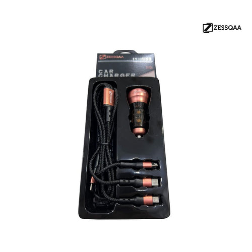 Zessqaa 5.2A Car Charger with PD + USB Fast Charging — Rose Gold