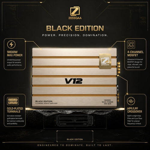 Zessqaa Black Series 4-Channel Car Amplifier (MS-905)
