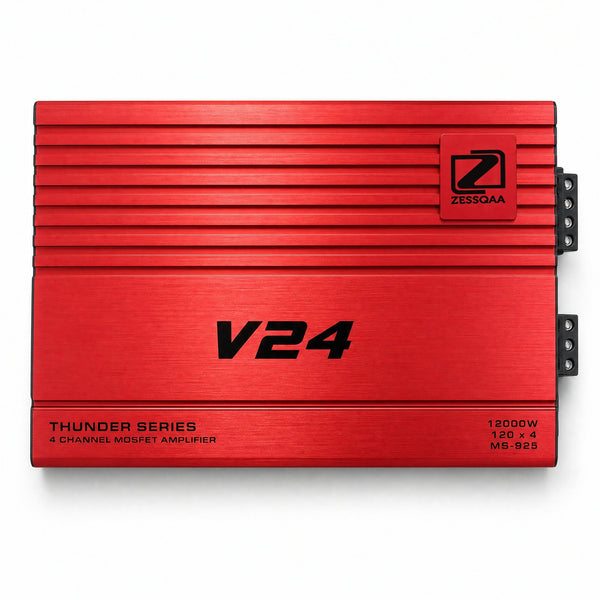 Zessqaa Thunder Series 4-Channel Car Amplifier - Double Coil MOSFET, 120W x 4, 12000W Max, Bridgeable