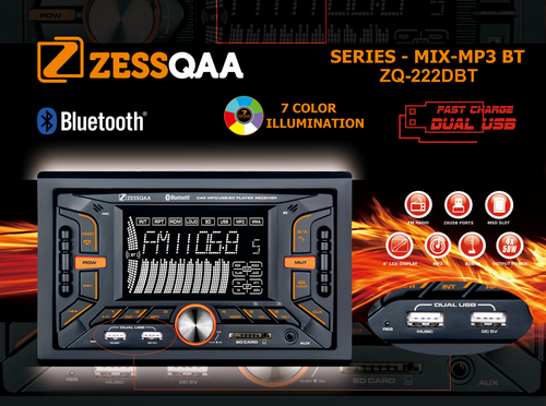 Zessqaa ZQ-222DBT Double Din Media Player with Bluetooth, USB & FM