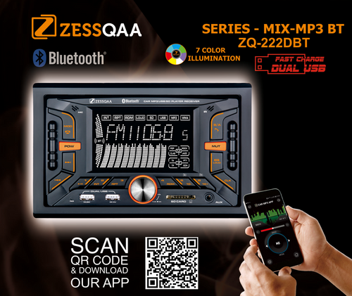 Zessqaa ZQ-222DBT Double Din Media Player with Bluetooth, USB & FM